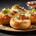 a plate of hyperrealistic Puri Bhaji takes center stage on a pristine white background