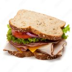 Turkey sandwich on white background